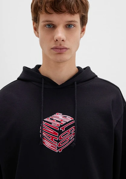 Mavi 0S10397 Baskılı Erkek Kapüşonlu Sweatshirt - Resim 6