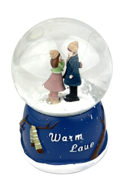 Warm Love Işıklı Kar Küresi Küçük Boy Lacivert ürün görseli 1