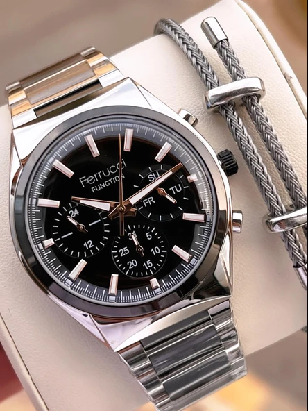 Ferrucci 2 Yıl Garantili Çelik Kordon İç Kadran Özellikleri Aktif 3 Atm Erkek Kol Saati EF.03517.5 ürün görseli 1