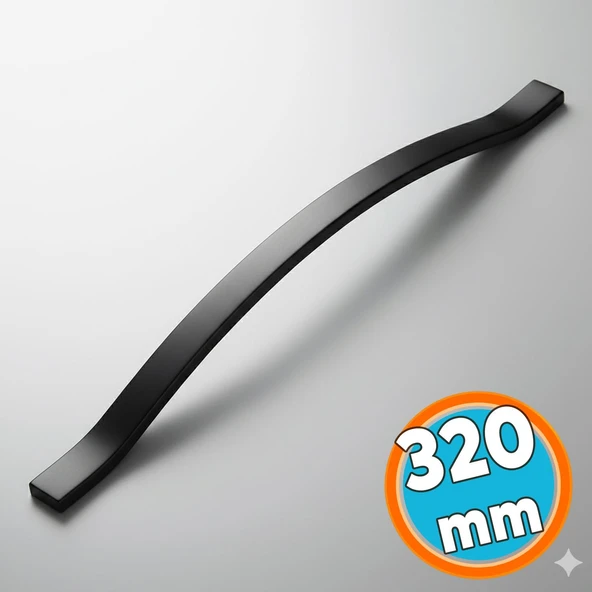 Metal Kulp Çekmece Kolu Kapak Kulpları Mobilya Kulpu Mutfak Dolabı Düz Siyah 320 mm ürün görseli 1