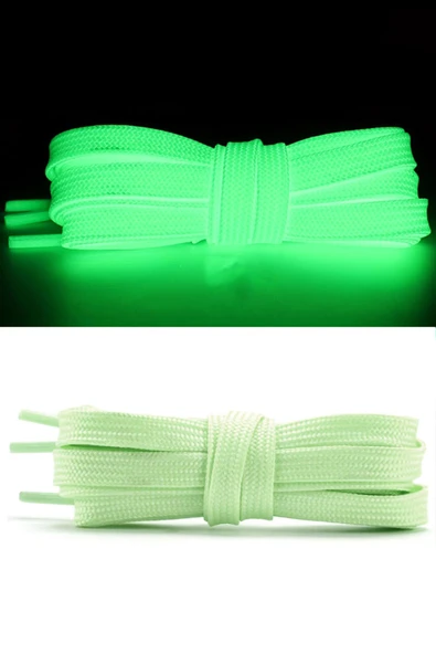 Fosforlu Neon Yeşil 1 cm Kalınlığında 1 Çift Yassı Spor Ayakkabı Bağcığı ürün görseli 1