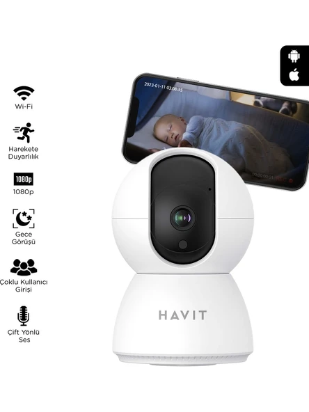 Havit IPC20 Smart 360 Full HD Gece Görüşlü IP Wi-Fi Güvenlik Kamerası ürün görseli 1