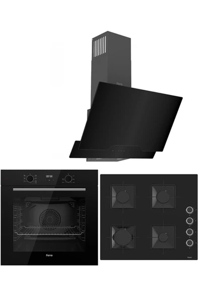 Ferre BLACK PLUS SERİSİ 3LÜ CAM ANKASTRE SET (QBL63CS-SS205-D063) ürün görseli 1