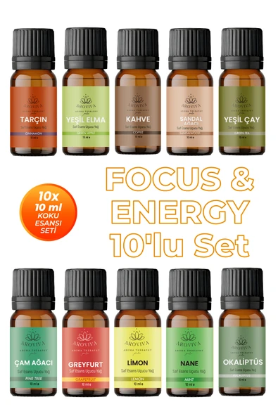 Focus & Energy 10'lu Set Oda Kokusu Esansı - Odaklanma (10x10ml) ürün görseli 1