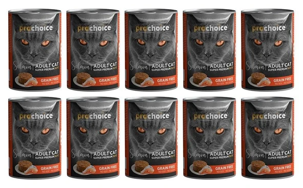Pro Choice Somon Etli Sekersiz Tahilsiz Ezme Yetiskin Kedi Konservesi 400gr*10 ADET ürün görseli 1