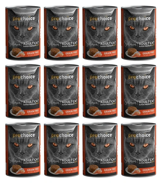 Pro Choice Adult Somonlu Kedi Konservesi Pate 400 gr 12 Ad ürün görseli 1