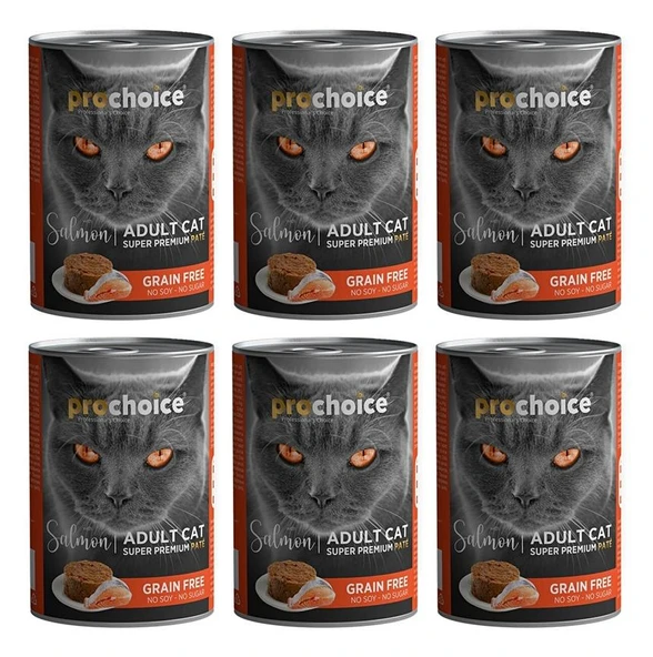 Pro Choice Somon Etli Sekersiz Tahilsiz Ezme Yetiskin Kedi Konservesi 400gr*6 ADET ürün görseli 1