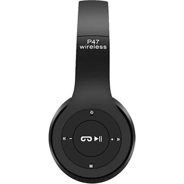 P47 Siyah Kablosuz Bluetooth Kulak Üstü Kulaklık ürün görseli 1
