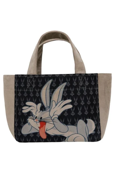 Dogo Kadın Vegan Siyah Medium Tote Bag - Warner Bros Bugs Bunny Playful Bugs Tasarım ürün görseli 1