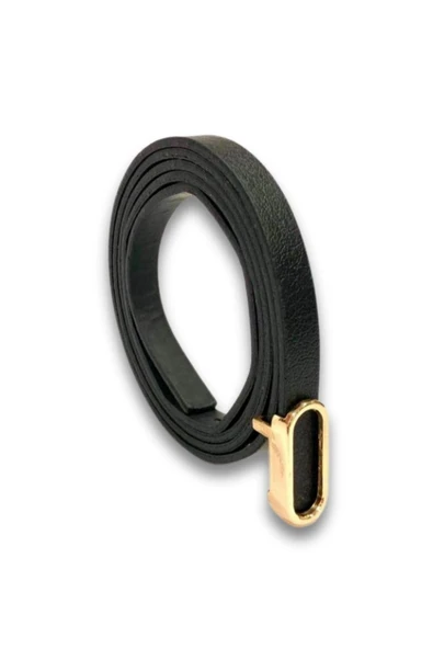 Vos Versa Oval Gold Tokalı Siyah İnce Kadın Kemeri VOSDK0219101 ürün görseli 1