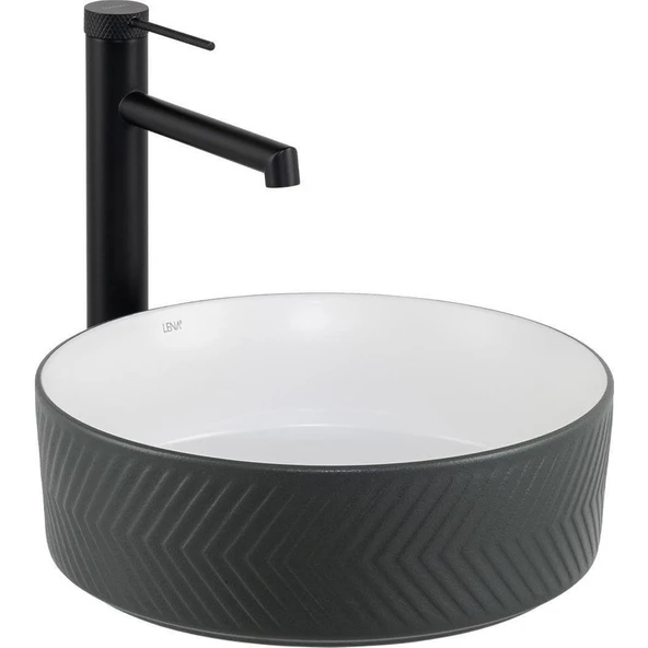 Lena Tezgah Üstü Lavabo (Mat Gri-Beyaz) E-W5002GB ürün görseli 1