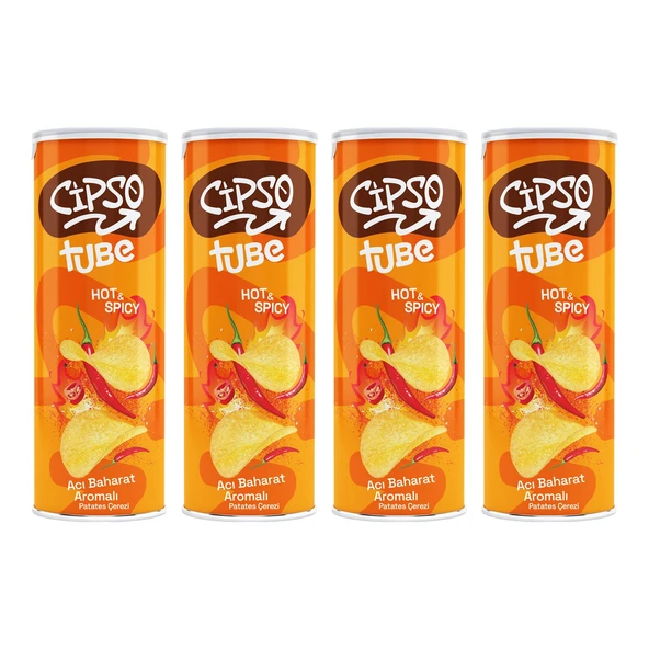 Cipso Tube Acı Baharat Aromalı  Cips 160 gr x 4 Adet ürün görseli 1