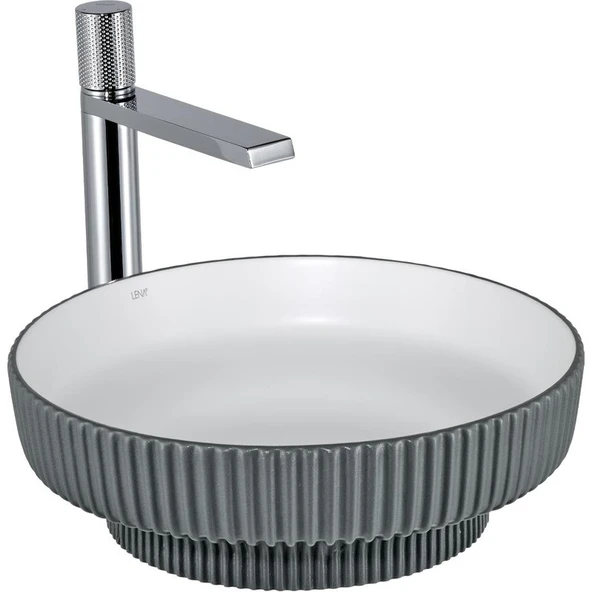 Lena E-W1501MGB Tezgah Üstü Lavabo Mat Gri & Beyaz ürün görseli 1