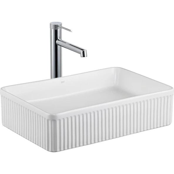 Lena E-W1004MB Tezgah Üstü Lavabo Mat Beyaz ürün görseli 1