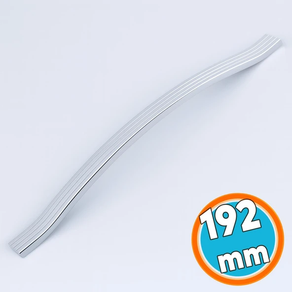 Mobilya Çekmece Dolap Kapak Kulpu Paslanmaz Kulpları Kulbu 192 mm Krom Gümüş Çizgili Metal ürün görseli 1