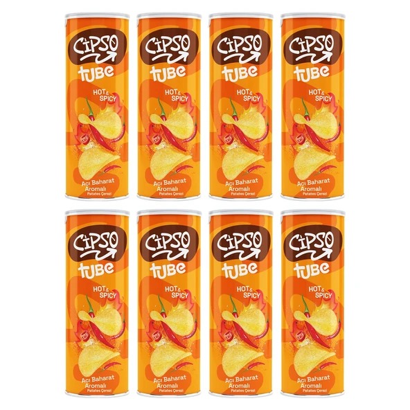 Cipso Tube Acı Baharat Aromalı Cips 160 gr x 8 Adet ürün görseli 1