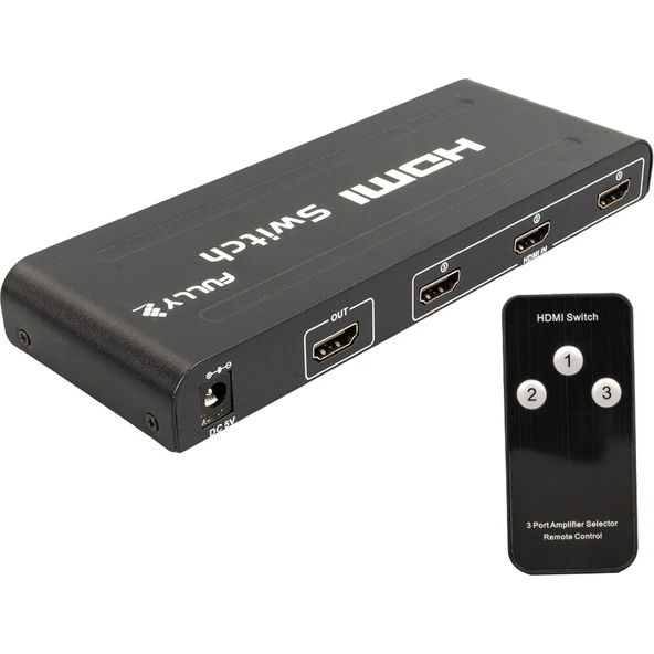 G 538H 3 Giriş 1 Çıkış HDMI Swıtcher Toplayıcı Metal Kasa Adaptörlü ürün görseli 1