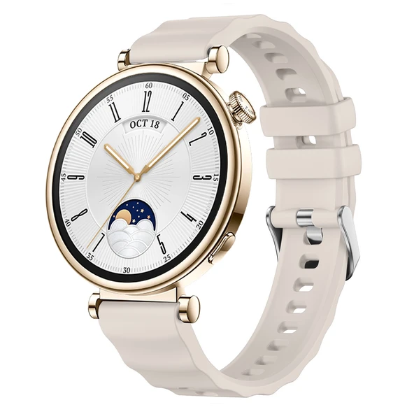 Sneezy Huawei Watch GT4 41mm İle Uyumlu SoftFlex Metal Tokalı Spor Silikon Akıllı Saat Kordonu  Starlight ürün görseli 1