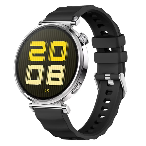 Sneezy Huawei Watch GT5 41mm İle Uyumlu SoftFlex Metal Tokalı Spor Silikon Akıllı Saat Kordonu  Siyah ürün görseli 1