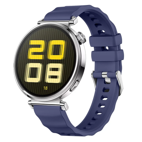 Sneezy Huawei Watch GT5 41mm İle Uyumlu SoftFlex Metal Tokalı Spor Silikon Akıllı Saat Kordonu  Lacivert ürün görseli 1