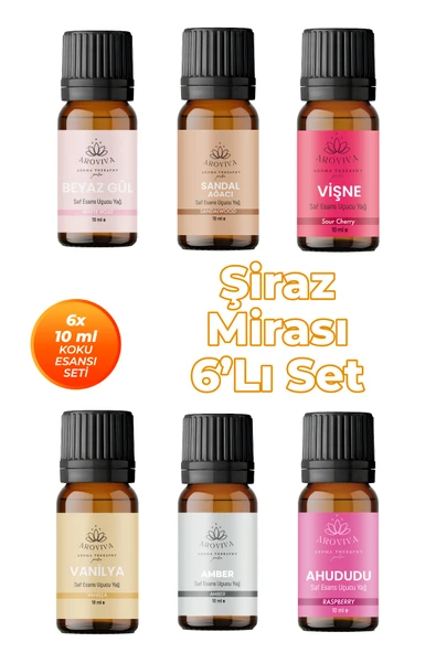 Şiraz Mirası Oda Kokusu 6'Lı Set- Doğal Esansiyel Uçucu Yağ, Difüzör Esansı, Buhurdanlık Yağı ürün görseli 1