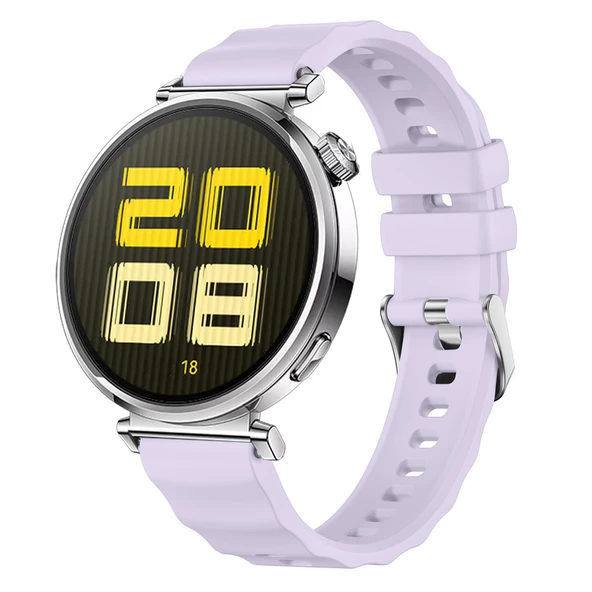 Sneezy Huawei Watch GT5 41mm İle Uyumlu SoftFlex Metal Tokalı Spor Silikon Akıllı Saat Kordonu  Lila ürün görseli 1