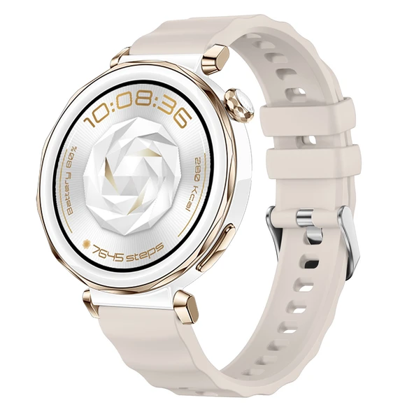 Sneezy Huawei Watch GT5 Pro 42mm İle Uyumlu SoftFlex Metal Tokalı Spor Silikon Akıllı Saat Kordonu  Starlight ürün görseli 1