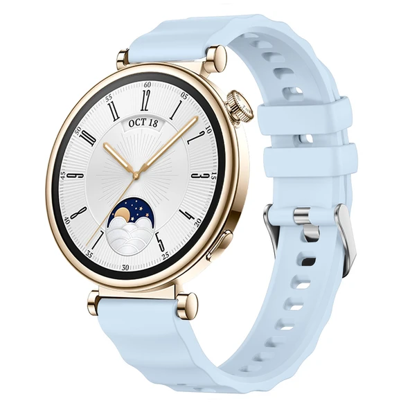 Sneezy Huawei Watch GT4 41mm İle Uyumlu SoftFlex Metal Tokalı Spor Silikon Akıllı Saat Kordonu  Mavi ürün görseli 1