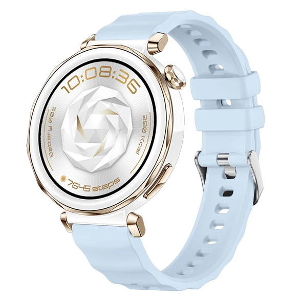 Sneezy Huawei Watch GT5 Pro 42mm İle Uyumlu SoftFlex Metal Tokalı Spor Silikon Akıllı Saat Kordonu  Mavi ürün görseli 1