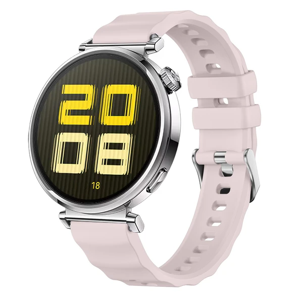 Sneezy Huawei Watch GT5 41mm İle Uyumlu SoftFlex Metal Tokalı Spor Silikon Akıllı Saat Kordonu  Pudra ürün görseli 1