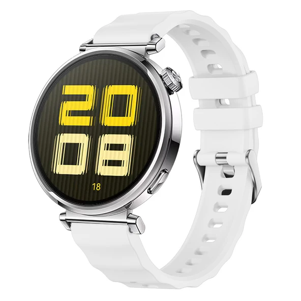 Sneezy Huawei Watch GT5 41mm İle Uyumlu SoftFlex Metal Tokalı Spor Silikon Akıllı Saat Kordonu  Beyaz ürün görseli 1