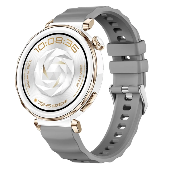 Sneezy Huawei Watch GT5 Pro 42mm İle Uyumlu SoftFlex Metal Tokalı Spor Silikon Akıllı Saat Kordonu  Koyu Gri ürün görseli 1