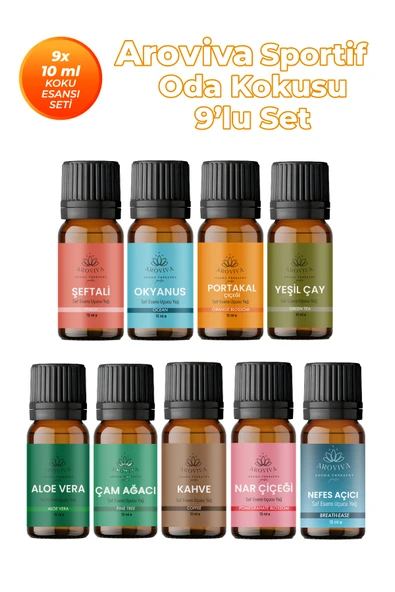 Sportif Esansiyel Uçucu Koku Yağı Buhurdanlık Yağı Difüzör Esansı 9'Lu Set 9x10ml ürün görseli 1