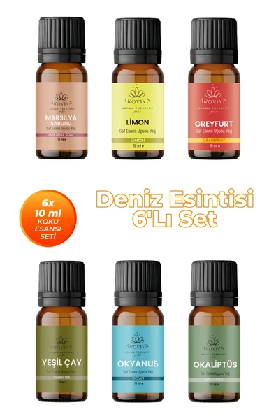 Deniz Esintisi Oda Kokusu 6'Lı Set- Doğal Esansiyel Uçucu Yağ, Difüzör Esansı, Buhurdanlık Yağı ürün görseli 1