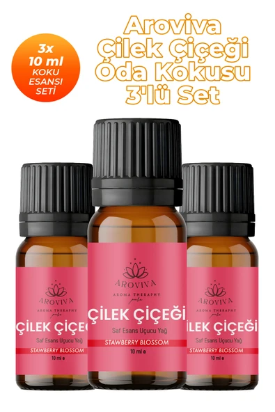 Çilek Çiceği Oda Kokusu 3'Lü Set- Doğal Esansiyel Uçucu Yağ, Difüzör Esansı, Buhurdanlık Yağı ürün görseli 1