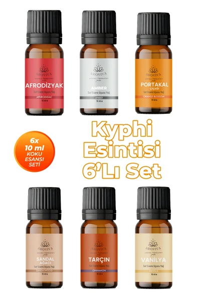 Kyphi Esintisi Oda Kokusu 6'Lı Set- Doğal Esansiyel Uçucu Yağ, Difüzör Esansı, Buhurdanlık Yağı ürün görseli 1