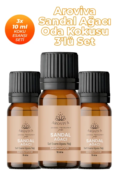 Sandal Ağacı Oda Kokusu 3'Lü Set- Doğal Esansiyel Uçucu Yağ, Difüzör Esansı, Buhurdanlık Yağı ürün görseli 1