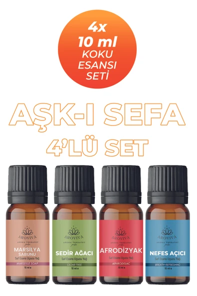 Aşk-I Sefa  Oda Kokusu 4'Lü Set – Doğal Esansiyel Uçucu Yağ,Difüzör Esansı,Buhurdanlık Yağı ürün görseli 1