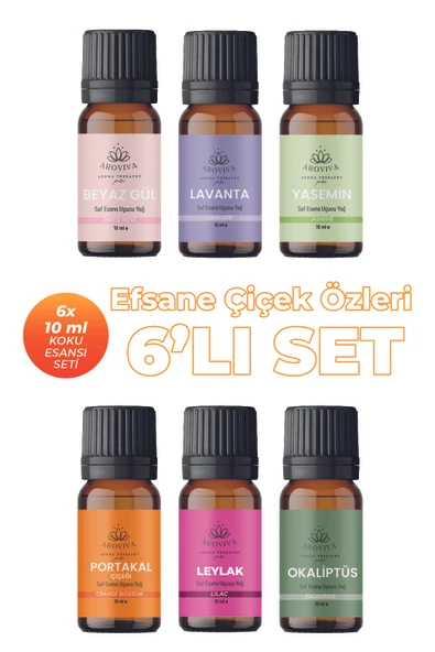 Efsane Çiçek Özleri Oda Kokusu 6'Lı Set – Doğal Esansiyel Uçucu Yağ,Difüzör Esansı,Buhurdanlık Yağı ürün görseli 1