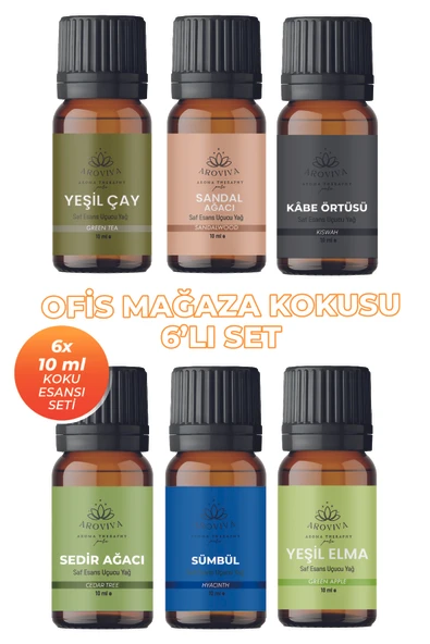 Ofis Mağaza Esansiyel Uçucu Koku Yağı Buhurdanlık Yağı Difüzör Esansı 6'Lı Set 6x10ml ürün görseli 1