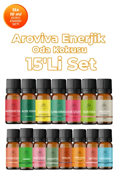 Enerjik Oda Kokusu 15'Li Set – Doğal Esansiyel Uçucu Yağ,Difüzör Esansı,Buhurdanlık Yağı ürün görseli 1