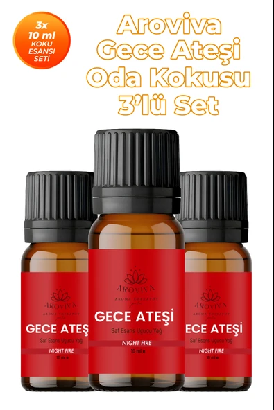 Gece Ateşi Oda Kokusu 3'Lü Set – Doğal Esansiyel Uçucu Yağ, Difüzör Esansı, Buhurdanlık Yağı ürün görseli 1