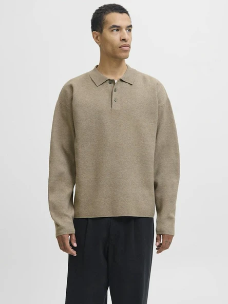 Jack Jones Blabradfort Relax Fit Polo Yaka Erkek Kazak 12285374 ürün görseli 1