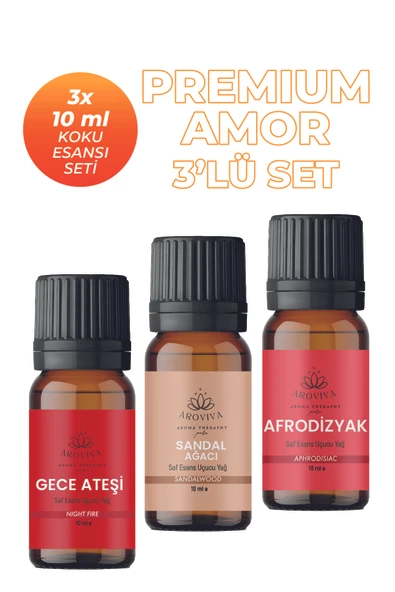 Premium Amor Oda Kokusu 3'Lü Set- Doğal Esansiyel Uçucu Yağ, Difüzör Esansı, Buhurdanlık Yağı ürün görseli 1