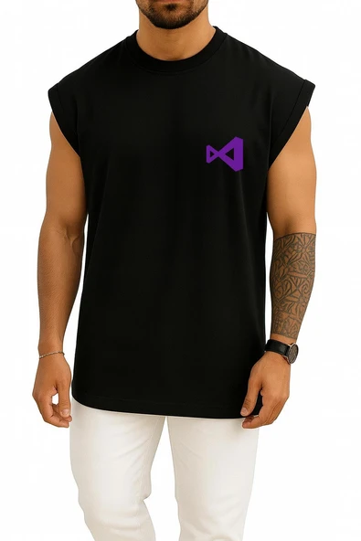 Oversize Visual Studio Logo Cep Tasarımlı Atlet - Resim 11
