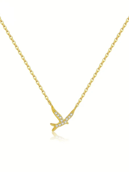 Golden Freedom Kuş Minimal Kadın Gümüş Kolye ürün görseli 1