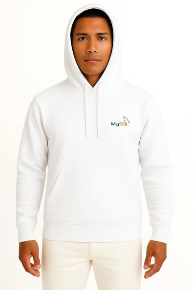 Kapüşonlu Mysql Logo Cep Tasarımlı Unisex Sweatshirt - Resim 5