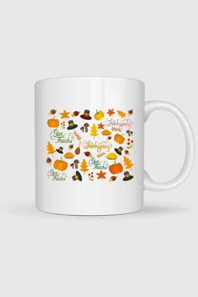 Thanksgiving Şükran Günü Tasarımlı Kupa Bardak ürün görseli 1