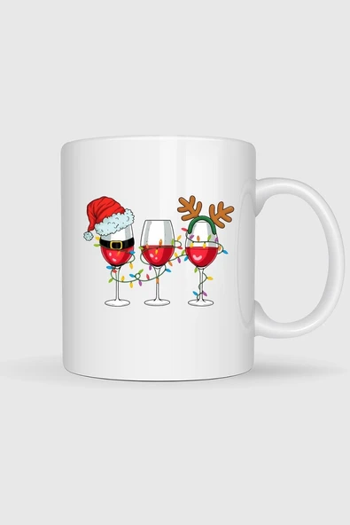 Yılbaşı Wine Ve Şapka Tasarımlı Kupa Bardak ürün görseli 1