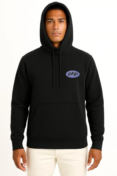 Kapüşonlu Php Logo Cep Tasarımlı Unisex Sweatshirt - Resim 9